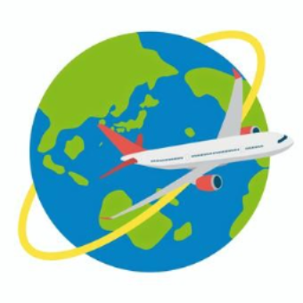 地球儀と飛行機のイラスト